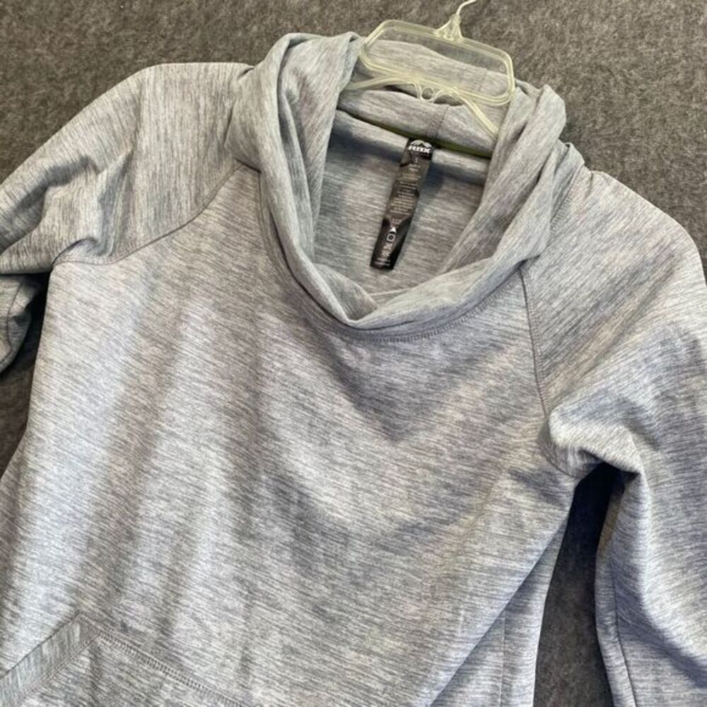 RBX Women's Small Grey Cowl Neck Pullover Activewear Kangaroo pocket Thumb Hole